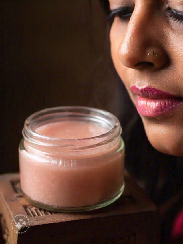 DIY lip balm with ghee, coconut oil, rose petals